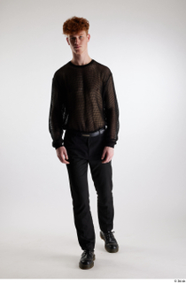 Fergal 1 black leather shoes black mesh t-shirt black trousers…